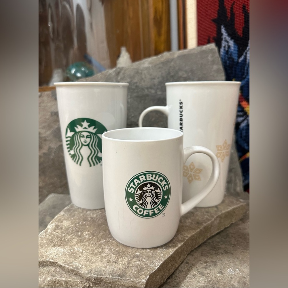 Starbucks White and Green Logo Mug Trio